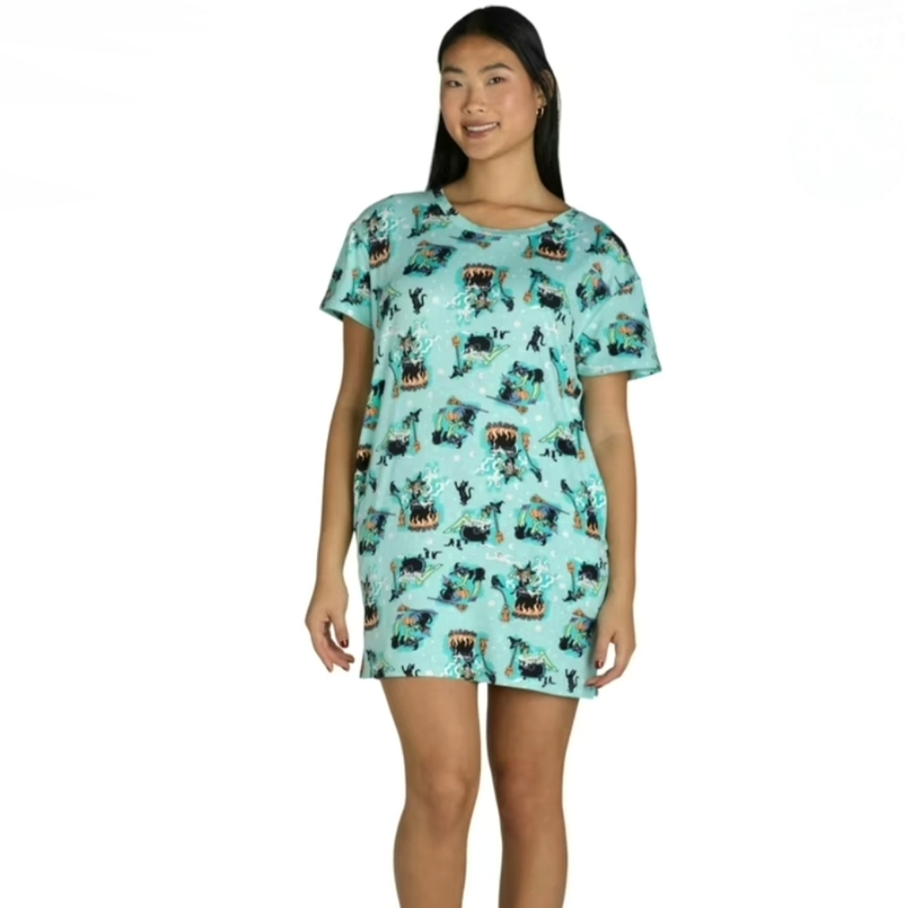 Aqua Halloween Witch Print Sleepshirt